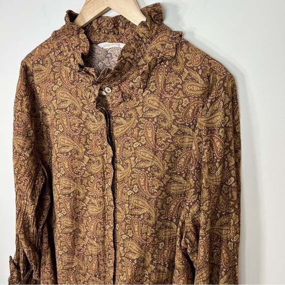 Soft Surrounding Paisley Print Ruffle Detail Button Down Shirt - Picture 3 of 10
